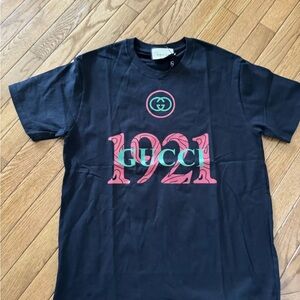 Gucci 1921 Black and Green Graphic T-Shirt